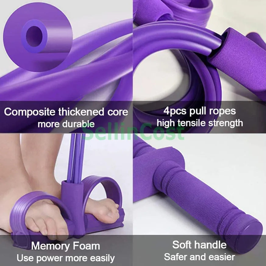 4 Tubes Elastic Pull Ropes – Full Body Strength & Flexibility