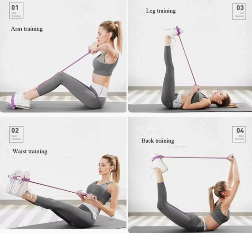 4 Tubes Elastic Pull Ropes – Full Body Strength & Flexibility