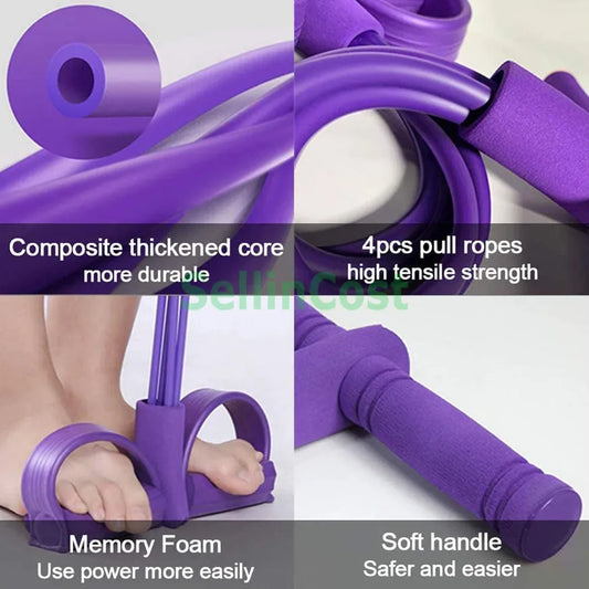 4 Tubes Elastic Pull Ropes – Full Body Strength & Flexibility